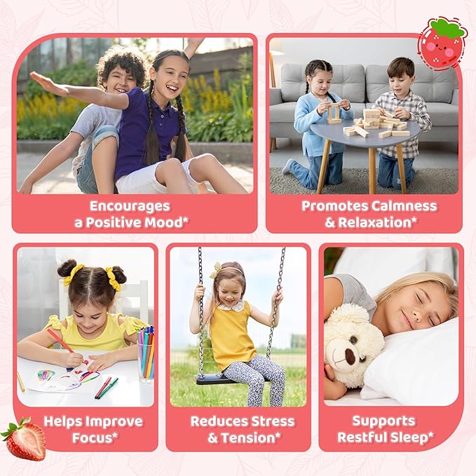 2 Pack Liposomal GABA L-Theanine Drops for Kids - Liquid GABA Supplement with Magnesium, Chamomile, Lemon Balm & Vitamin B6 - Support Relaxation, Focus & Stress Relief for Kids & Adults - Strawberry