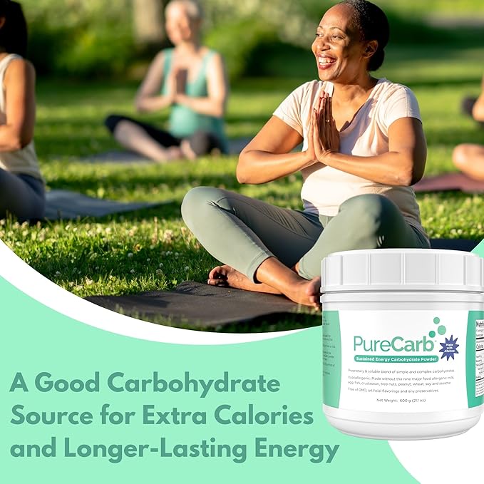 PureCarb Sustained Energy Carbohydrate, Post & Pre Workout Supplement Powder, Allergen-Free Energy Powder with Simple & Complex Carbohydrates, and Low Glycemic Index, 600g