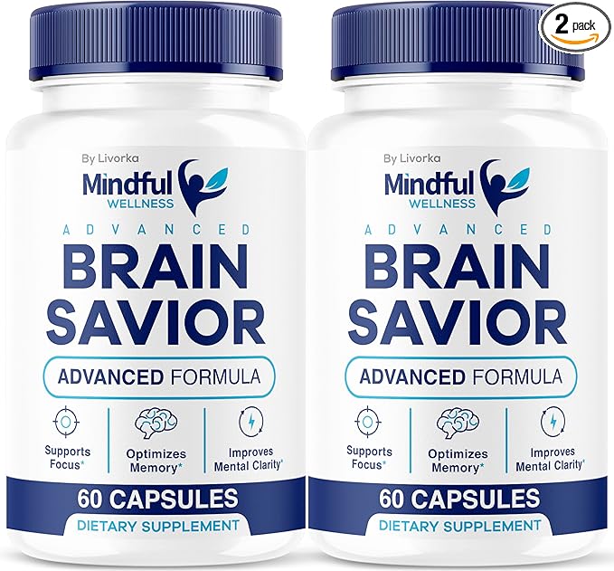 (2 Pack) Mindful Wellness Advanced Brain Savior Capsules, Official Mindful Wellness Supplement Pills, Mindful Wellness Support Capsules Premium Formula - All Natural Pills, 120 Capsules for 2 Months