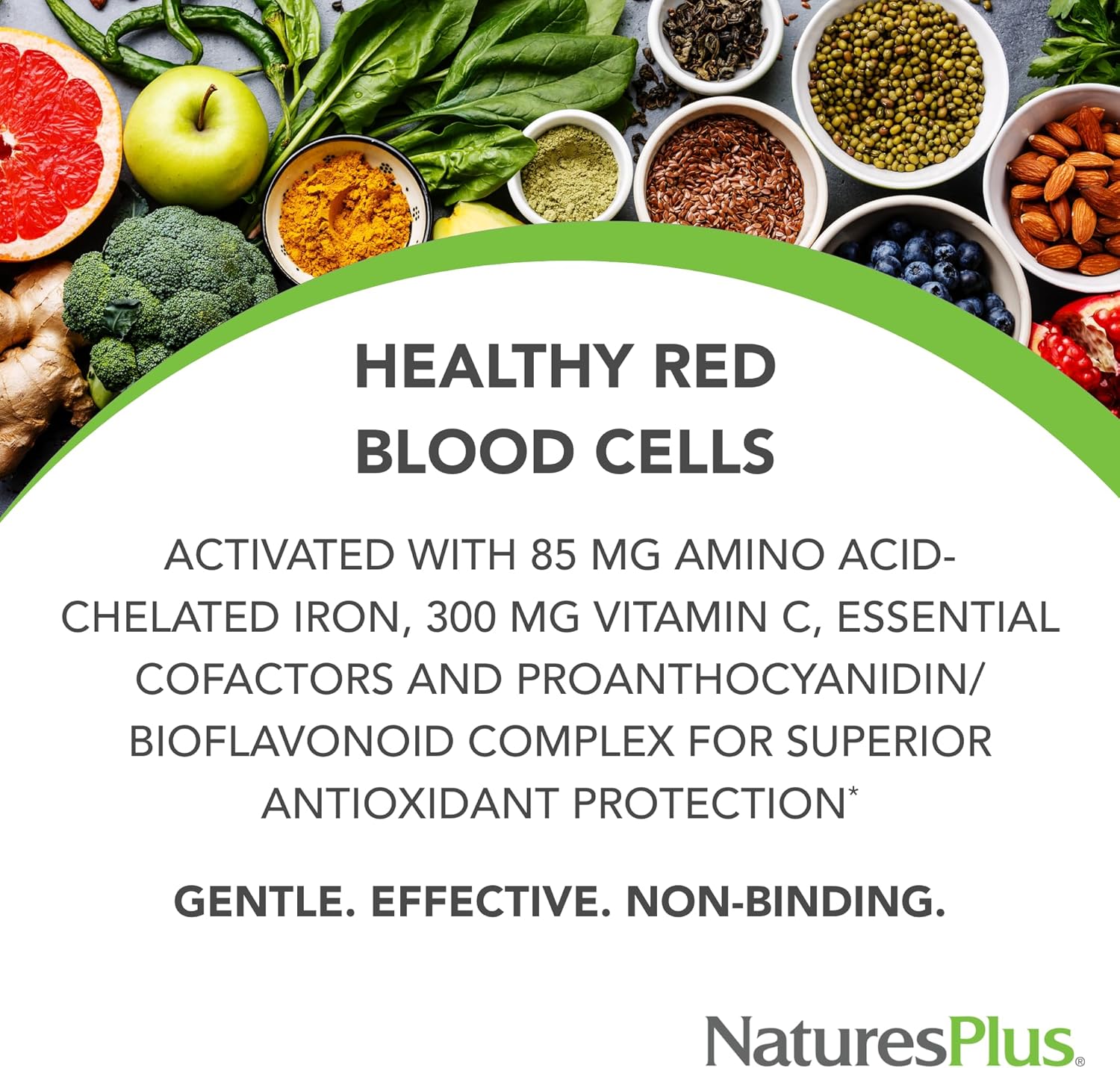 NaturesPlus Hema-Plex Iron - 60 Fast-Acting Softgels - 85 mg Iron + Vitamin C & Bioflavonoids for Healthy Red Blood Cells - Vegan, Gluten Free - 20 Servings
