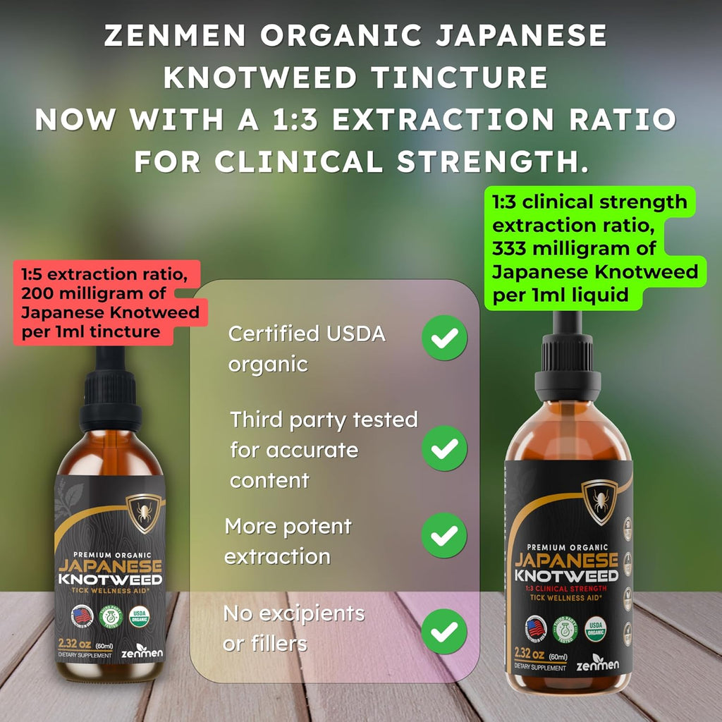 Japanese Knotweed Premium Resveratrol USDA 3rd Party Tested Tincture 60ml/2.32 Oz - 1:3 Clinical Strength Ratio - Tick Wellness Aid and Immune Support Supplement - Made in The USA