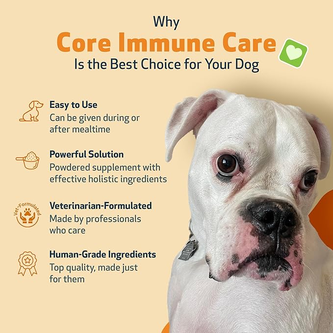 Pet Wellbeing Core Immune Care for Dogs - Daily Antioxidant Support for Pets of All Ages - Veterinarian Formulated Holistic Immune Support - 3.7 oz (105 g) Powder