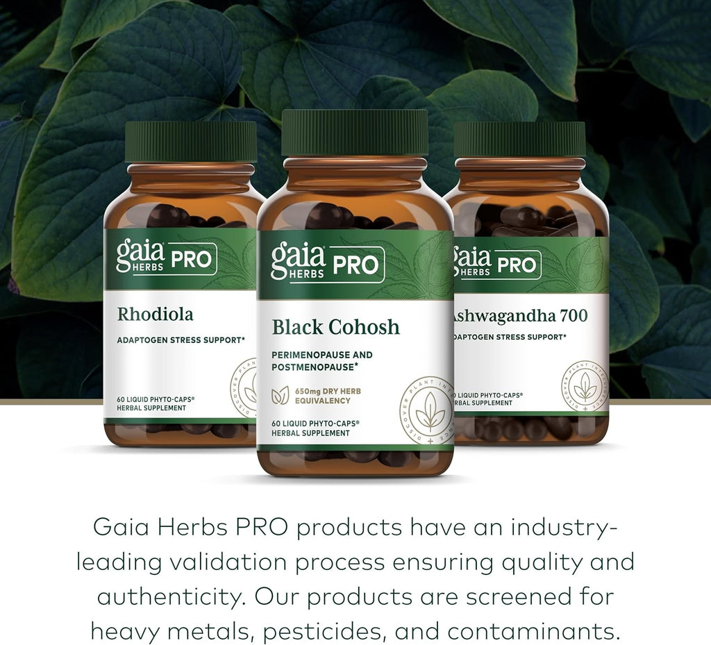 GAIA HERBS PRO Black Cohosh PRO - Healthy Perimenopause & Post Menopause Support Supplement* - Women's Health Supplement with Black Cohosh Root Extract - Vegan - 60 Liquid Phyto-Caps (60 Servings)
