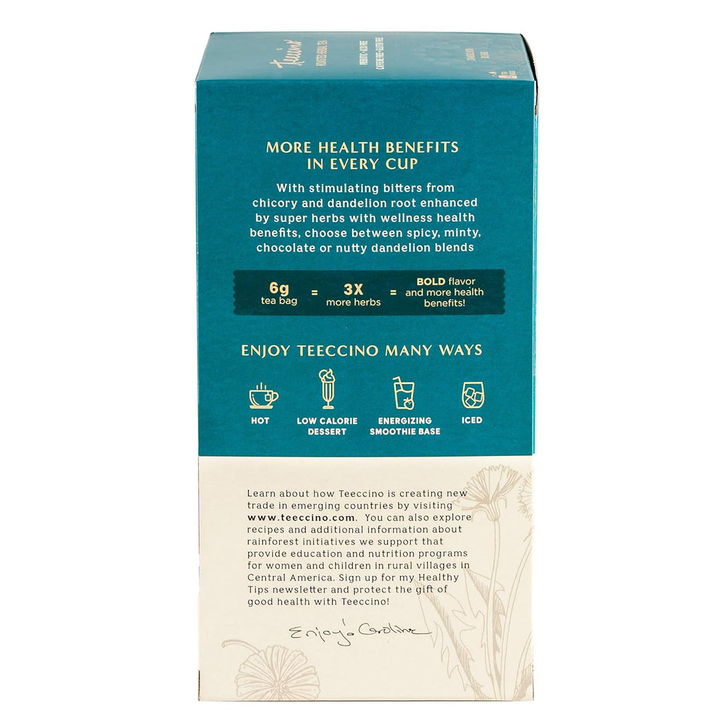 Teeccino Dandelion Red Chai Tea - Caffeine-Free, Roasted Herbal Tea with Prebiotics, 3x More Herbs than Regular Tea Bags, Gluten Free - 25 Tea Bags (Pack of 3)