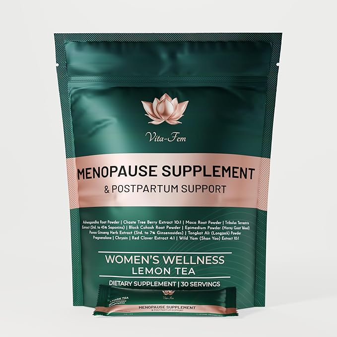 Menopause Supplement for Women | Replace 22 Pills with one Sachet per Day | Lemon Tea Flavour, Softened with Earthy Botanicals | Night Sweats & Hot Flash Relief - 30 Daily Stick Packs