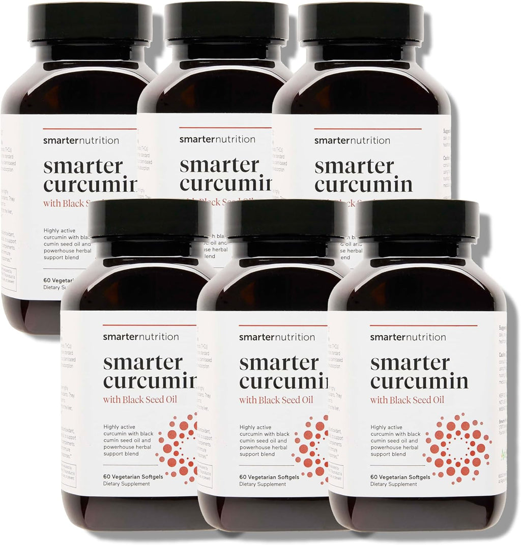 Smarter Nutrition Curcumin Softgels - Vegan High Absorption 400 mg Curcumin Supplement Standardized to 95% Tetrahydrocurcuminoids + Black Seed Oil & Ginger for Joint & Immune Health - 360 Ct