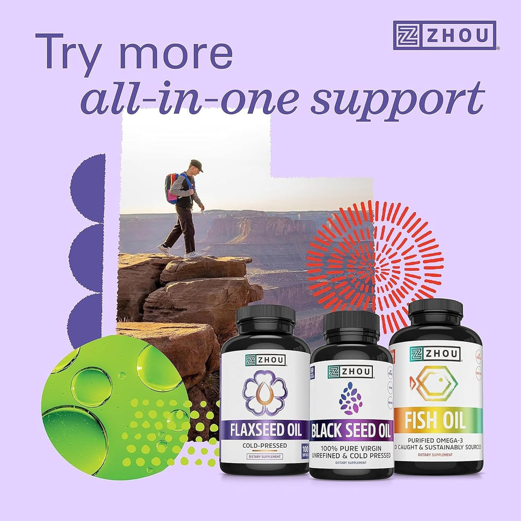 ZHOU Organic Black Seed Oil - Black Cumin Seed Oil Cold Pressed, Nigella Sativa, Pure Unrefined Blackseed Liquid, Premium Supplement for Health with Thymoquinone, Omega 3 6 9-8 Fl Oz (Pack of 2)