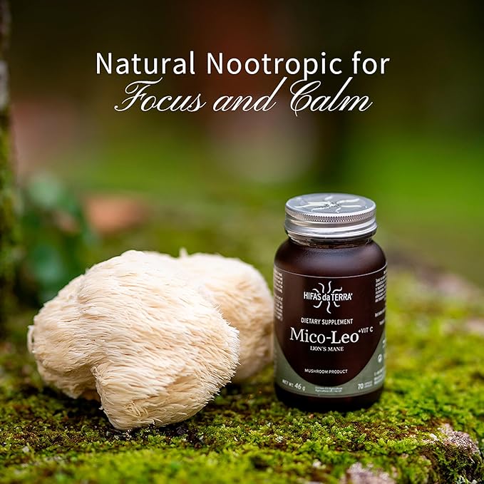 Hifas de Terra Mico-Leo - Organic Lions Mane Supplement Capsules, Lion's Mane Mushroom Extract, Nootropic for Brain, Focus, and Memory for Adults - 70 Vegan Capsules