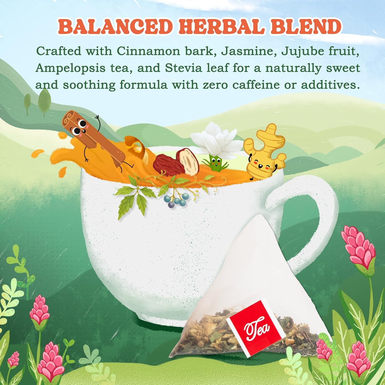 LoveinTea Ginger Herbal Tea Bags, 100% Natural Vietnamese Ginger Blend, Plant-Based Pyramid Bags, 30 Count