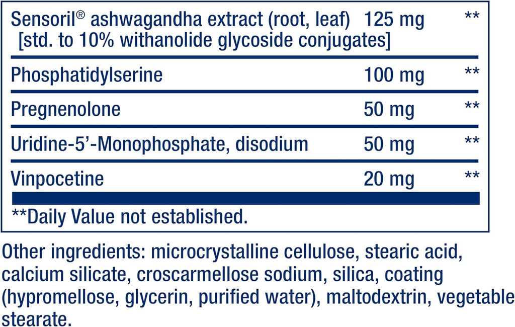 Life Extension Cognitex Elite Pregnenolone- Brain Health Supplement for Memory, Focus & Cognition- Formula with Phosphatidylserine, Ashwagandha & SAGE Extract, Calcium + More- 60 Vegetarian Tablets