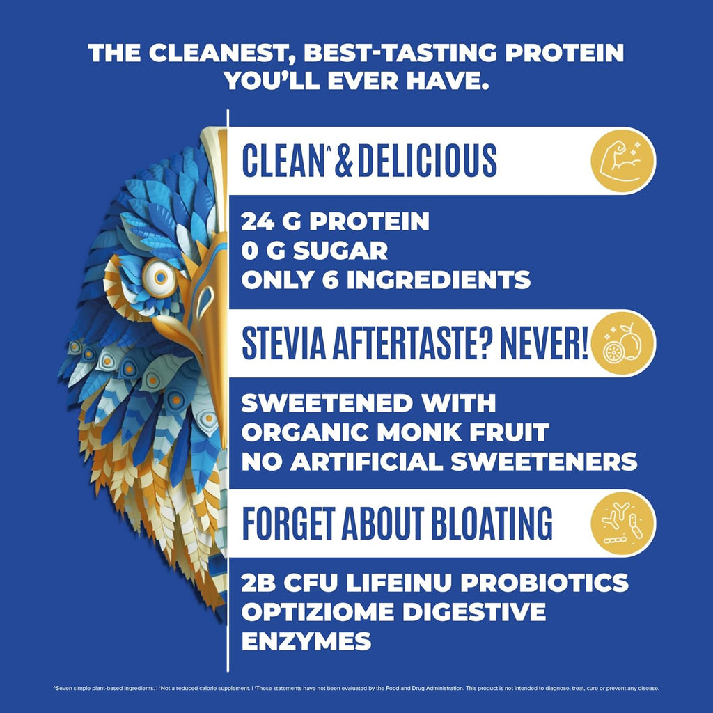 Falcon Organic Vegan Protein Powder Vanilla, 24g Protein, Sugar Free, Probiotics, Low Carb, Keto Friendly, Dairy Free, Lactose Free, Non Whey, Plant Based Pea Protein Powder - 18 Servings