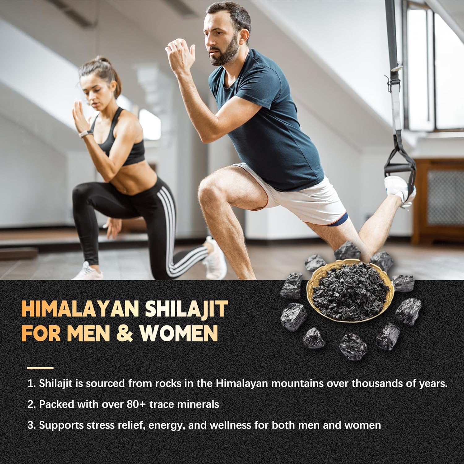 Shilajit Capsules 18000mg with Ashwagandha, Rhodiola Rosea, Panax Ginseng, Cordyceps, Turmeric, Ginkgo, Fulvic Acid Trace Minerals Supplement for Men & Women 60 Count Non-GMO Gluten-Free 2pack