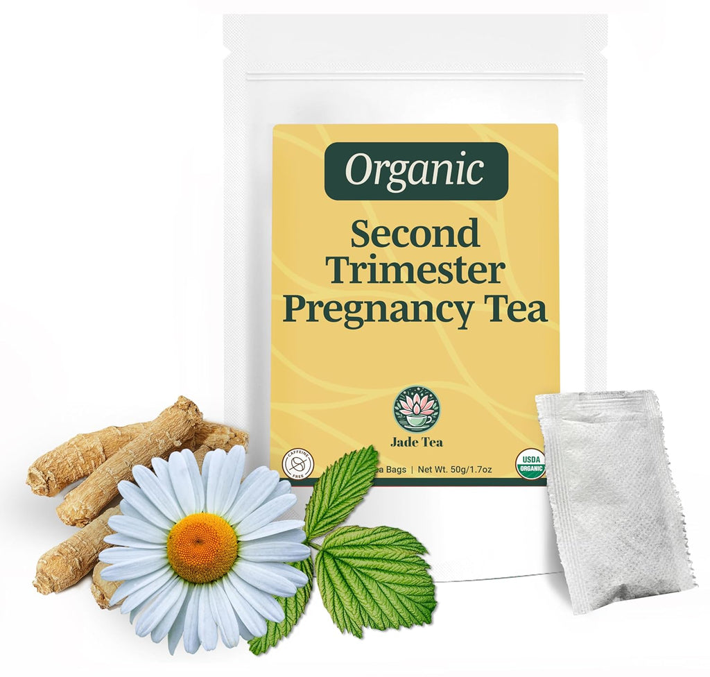 Jade Tea - Organic Second Trimester Pregnancy Tea "Deepening Reserves" | Uterine Toning Prep & Sustained Prenatal Mineral Support | Caffeine-Free, Fair Trade, Sustainable, Made In USA