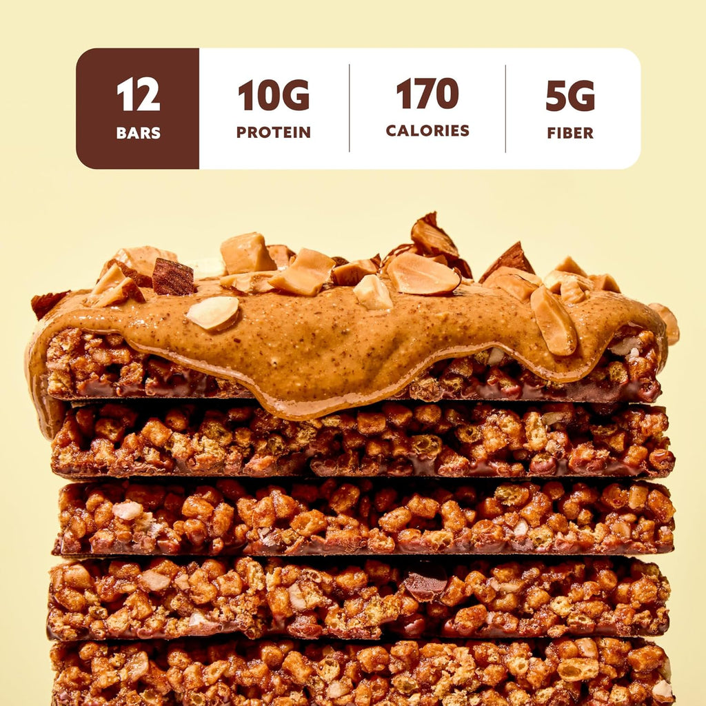 Mezcla Puff Crispy Protein Bars, Gluten Free & Vegan Protein Bars, 10g Protein, Alt for Crispy Rice Treat, Granola Bars & Breakfast Bars, Healthy Snacks for Adults, Almond Butter Chocolate, 12 Pack