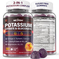 Potassium Citrate and Potassium Gluconate Supplement, 1200mg Two Forms of Potassium Gummies, w/Magnesium, Omega-3, Calcium, Vitamin D3 K2 B12 E B6, Folate for Muscles, Nerves, Health Bones, 60Cts