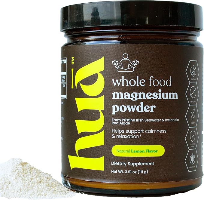 Whole Food Magnesium Powder (30 Servings) | from Ocean Sea Water & Icelandic Red Algae | Helps Sleep, Brain Function & Heart Health | Lemon Flavor