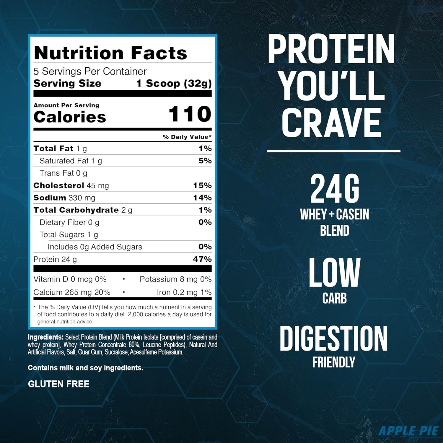 PEScience Select Protein Powder, Whey and Casein Blend, Clean Protein Powder for Women and Men, Low Calorie, Low Carb, Keto Friendly, Gluten Free, Apple Pie, 27 Servings