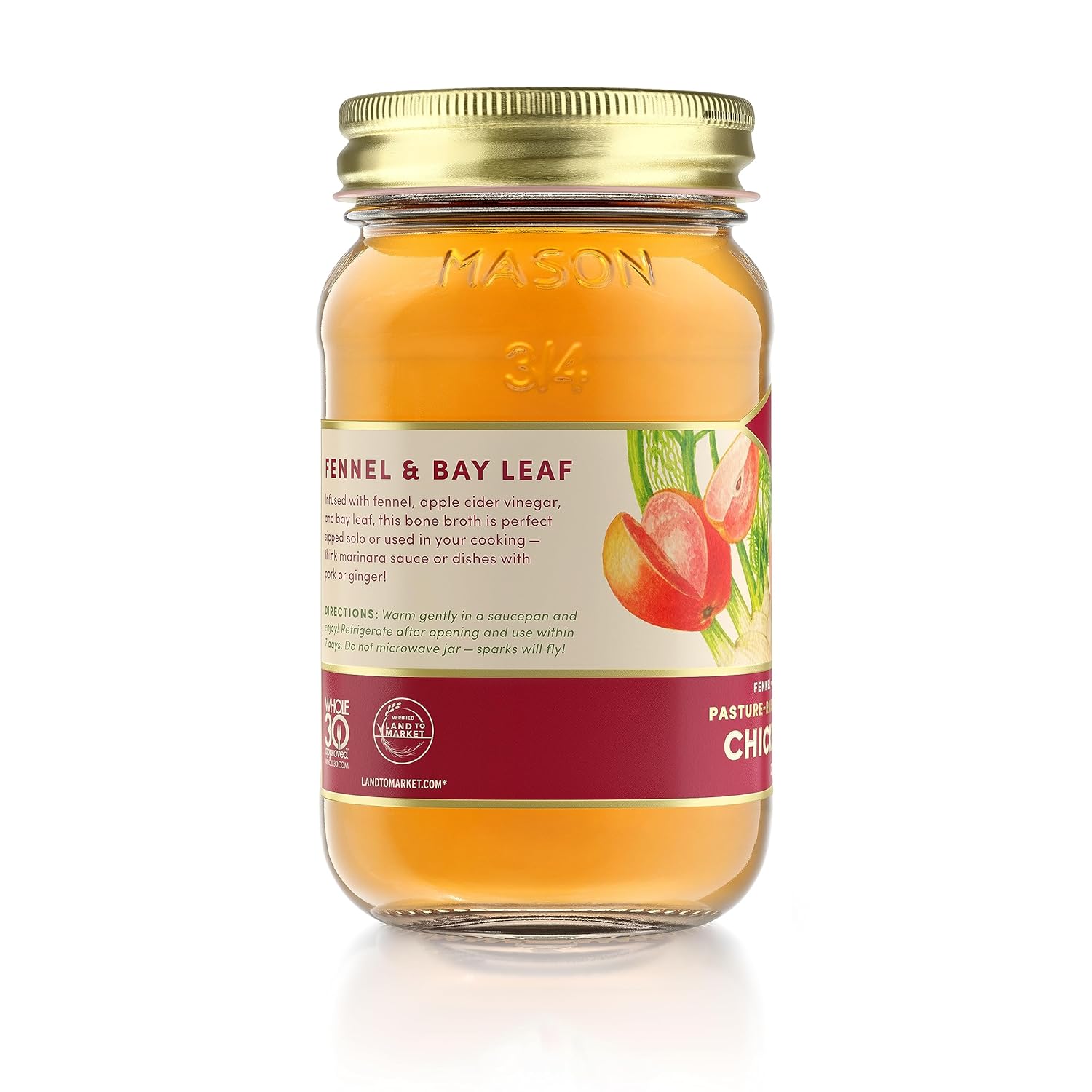 FOND Pasture-Raised Regenerative Chicken Bone Broth infused with Organic Fennel & Bay Leaf