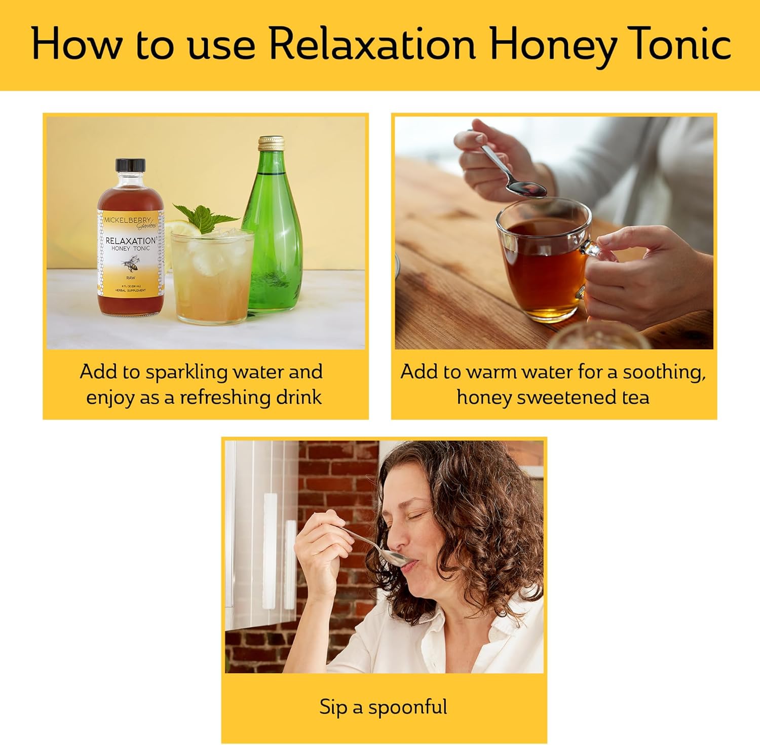 Mickelberry Gardens Relaxation Honey Tonic – Natural Tension Relief & Sleep Support with Chamomile, Lavender & Organic Herbs – 8 Oz (Pack of 2)