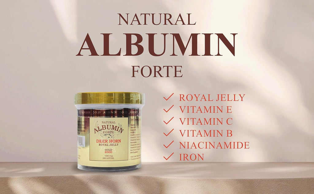 Natural Albumin Forte Deer Horn Royal Jelly - 1500mg/200 Softgel