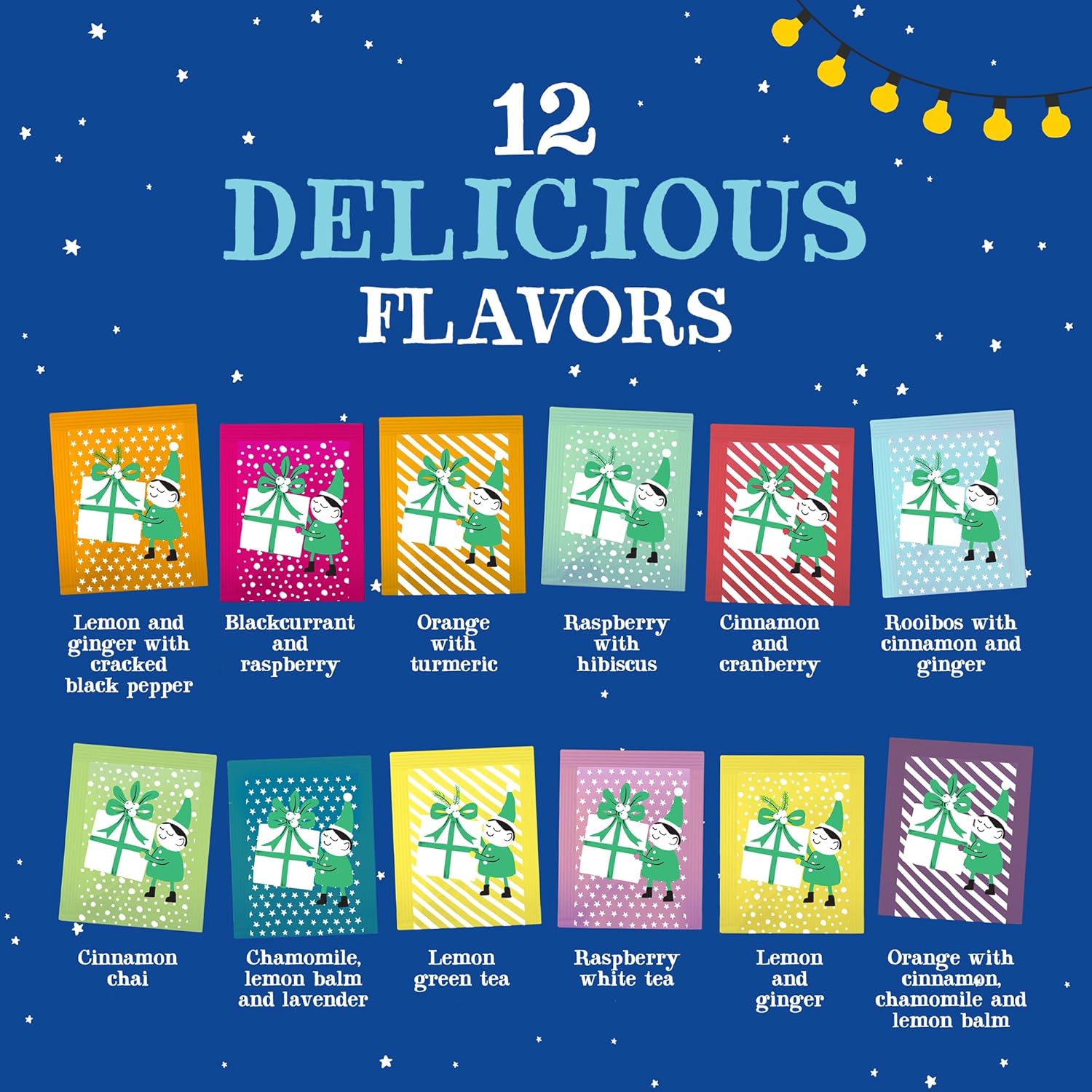 Clipper Tea: Tea Advent Calendar for 2025 Christmas Holiday – Sampler Set Gift w/ 12 Organic Flavors, Mix of Lemon, Ginger, Sleep, Herbal, Green & Black Tea Blends – 1 Variety Pack, 24 Individual Bags