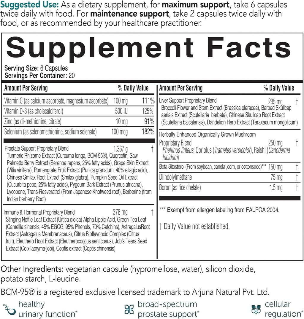 EcoNugenics ProstaCaid – Prostate Health Supplement for Men with Saw Palmetto Extract, Berberine, Turmeric BCM-95 Circumin, Quercetin, DIM, Mushrooms – Helps w/Detox, Immune Support – 120 Capsules