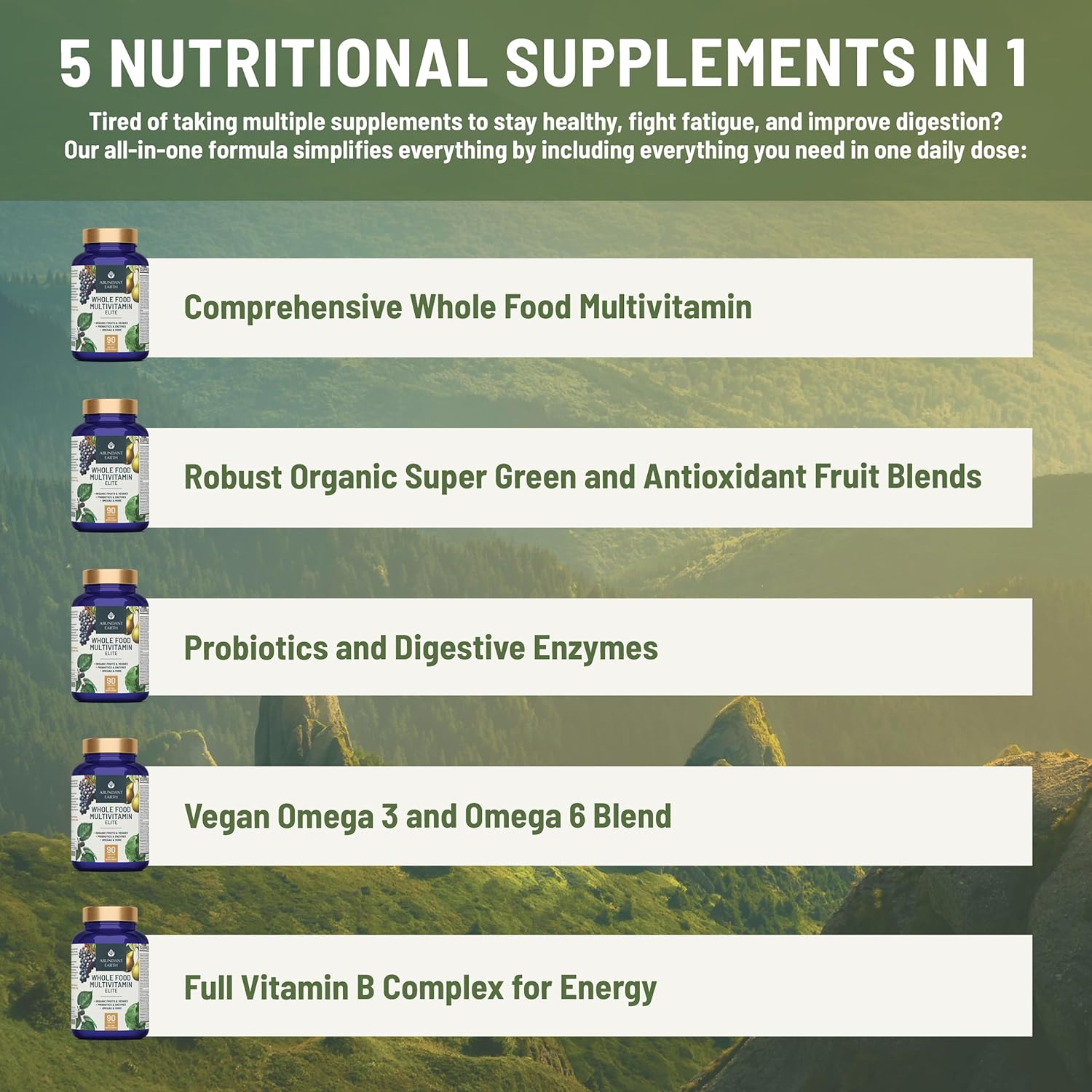 Whole Food Multivitamin for Women Daily Multi Vitamins Supplements for Men Mens Multivitamins + B Complex, Probiotic Multi Enzyme, Omegas for Organic Energy Mood Digestion 90ct-4pk