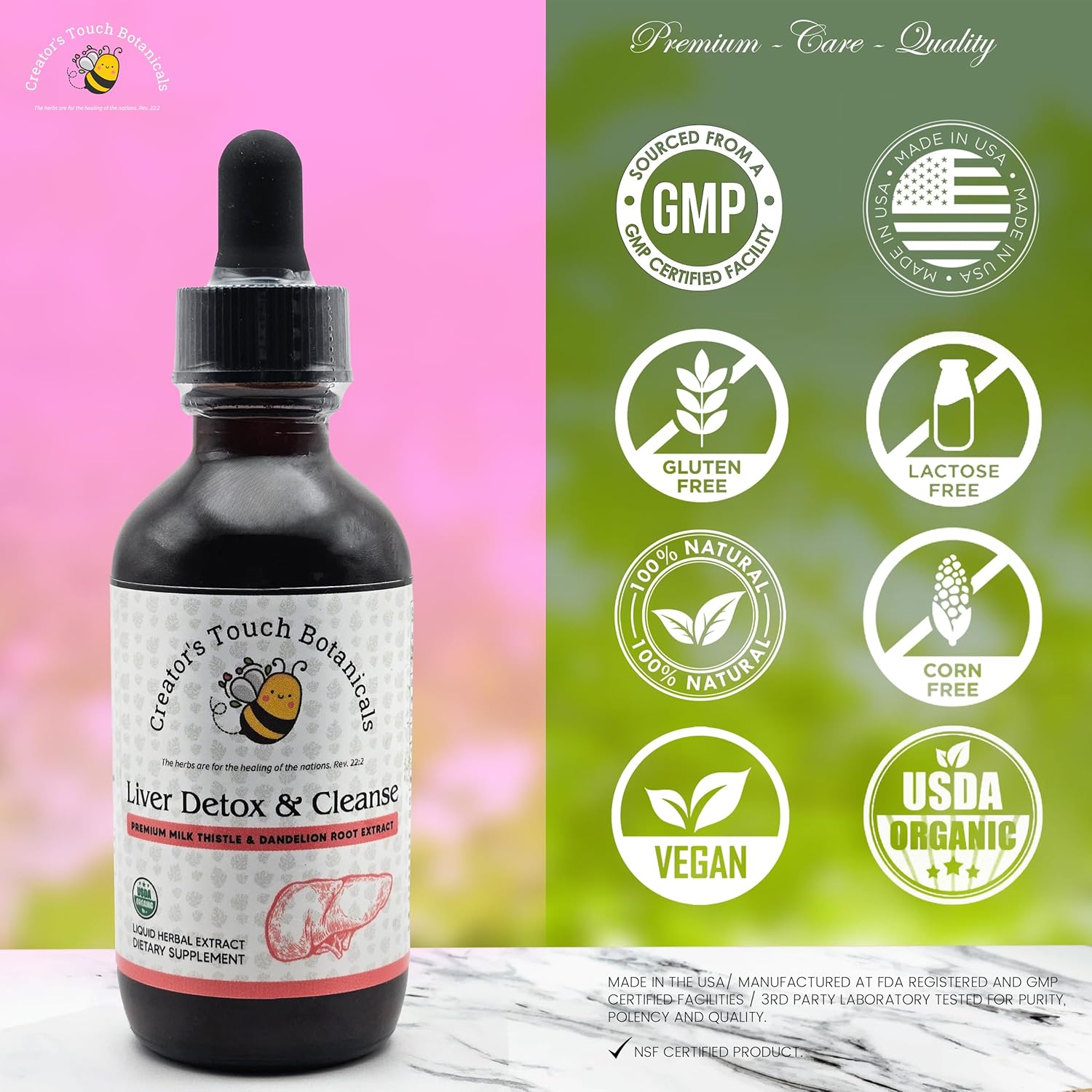 Creator's Touch Botanicals Liver Detox and Cleanse Herbal Supplement, 2 fl. oz, Milk Thistle and Dandelion