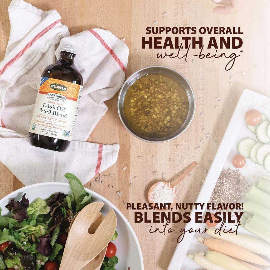 Flora Udo's Oil 3-6-9 Blend - Vegan Omega-3-6, Contains Organic Coconut, Flax Seed Oil & More - Keep Chilled - 32 fl. oz.