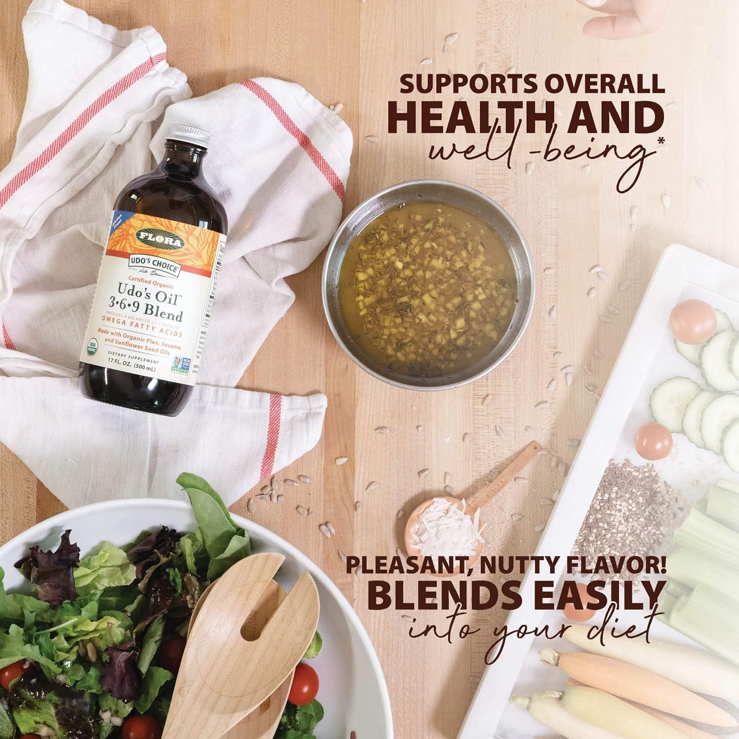 Flora Udo's Oil 3-6-9 Blend - Vegan Omega-3-6, Contains Organic Coconut, Flax Seed Oil & More - Keep Chilled - 32 fl. oz.