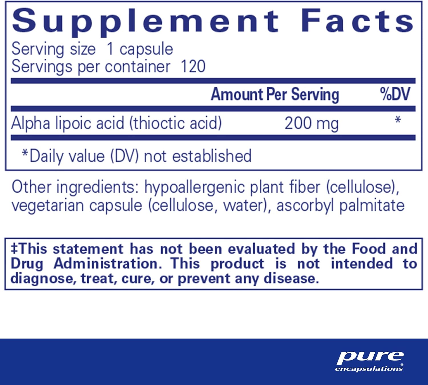 Pure Encapsulations Alpha Lipoic Acid 200 mg - 200mg ALA - Liver & Antioxidant Support* - for Nerve Health & Carb Metabolism - Vegan & Non-GMO Supplement - 120 Capsules