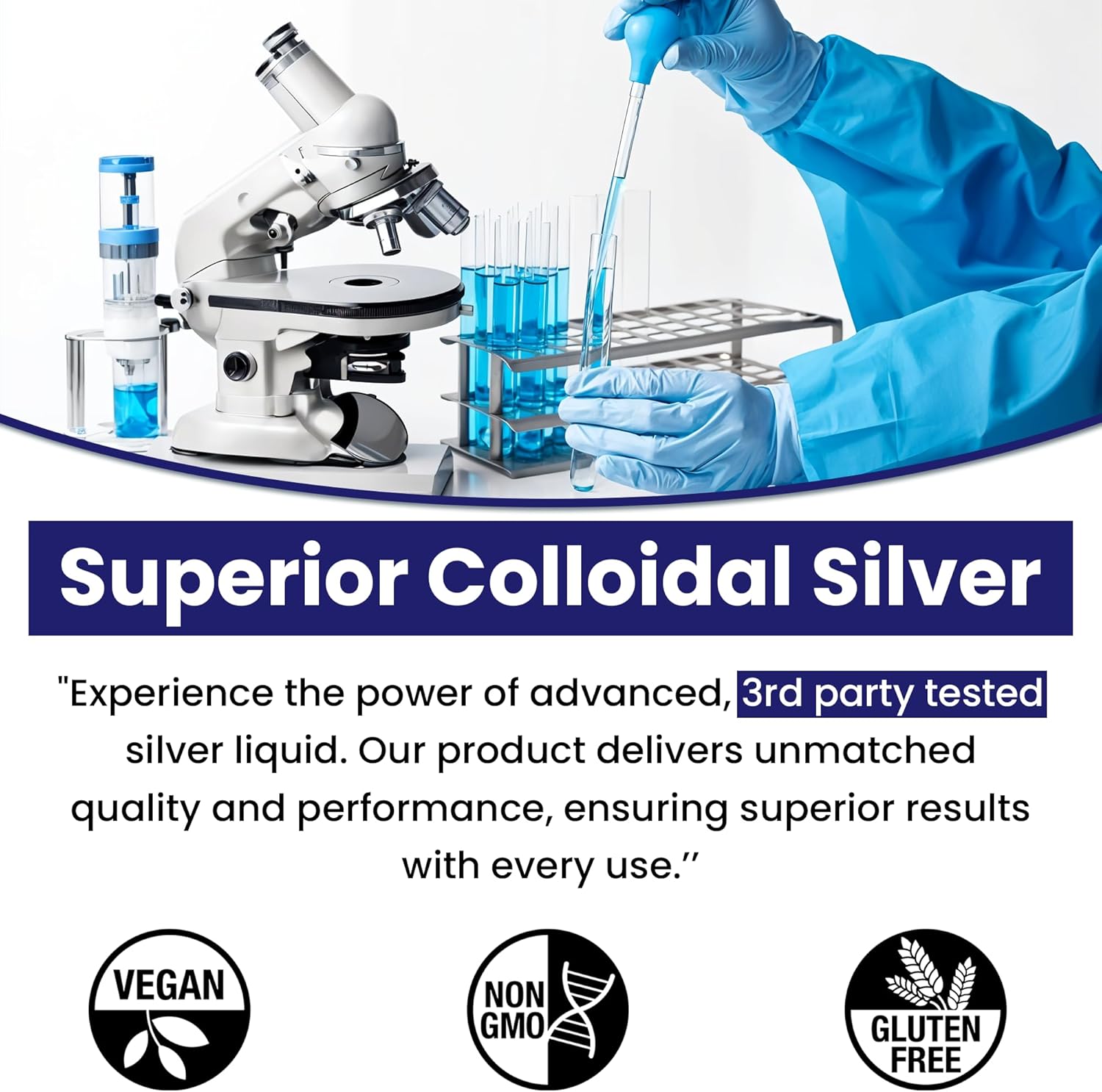 Optivida Health Colloidal Silver Liquid (32 oz) – Immune Support Supplements with Silver Hydrosol, Liquid for Immune Support, Colloidal Silver for Immune System.