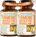 Quercetin with Bromelain Turmeric Curcumin Supplement – Allergy Relief, Immune & Joint Support – Organic Turmeric Supplement w/Bioperine for Enhanced Absorption, Quercetin 500mg Capsules 2 Pack