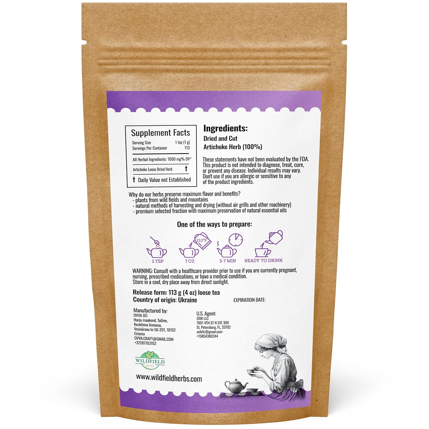 4 oz. Alcachofa Artichoke Leaf Dried Artichokes Blend Herb Tea (Cynara Cardunculus) - 113g Herbal Hojas De Alcachofa Seca