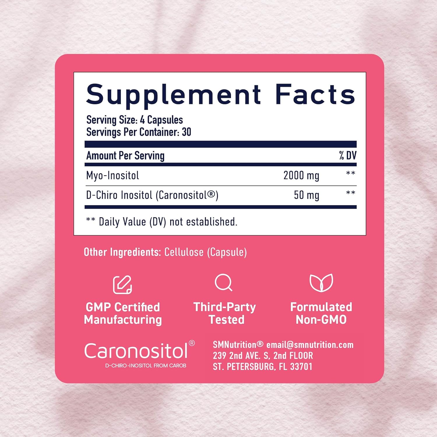 Myo-Inositol & D-Chiro Inositol for Hormone Balance for Women | Fertility, Ovarian Health & Cycle Support | Ideal 40:1 Ratio, Myoinositol 2000mg & D Chiro 50mg | Ovarian Support Vitamins | 120 Ct.