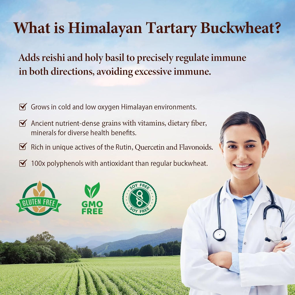 Himalayan Tartary Buckwheat Supplement with Quercetin, Zinc, Rutin, Vitamin C, D, Curcumin for Immune Support & Antioxidant & Gut Health - 240 Vegan Capsules
