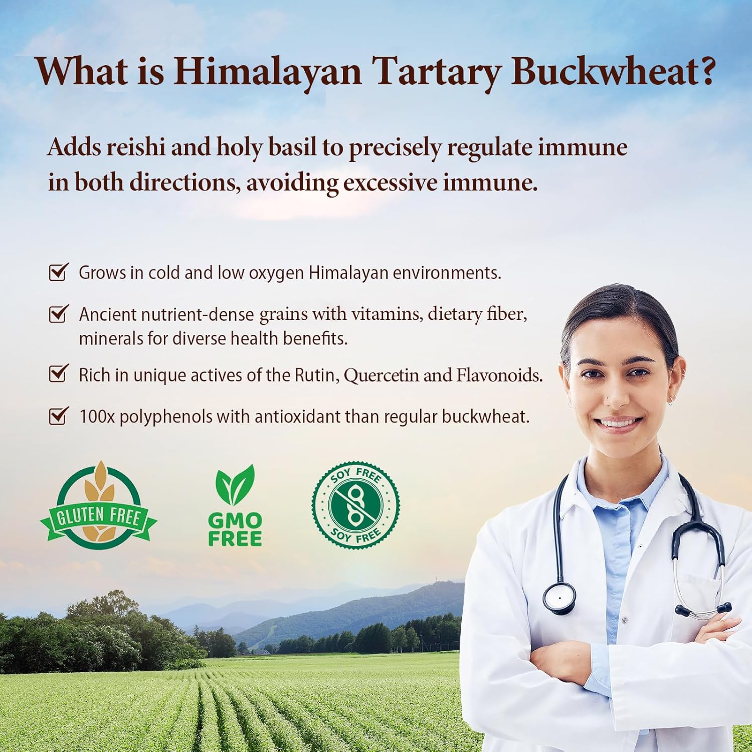Himalayan Tartary Buckwheat Supplement with Quercetin, Zinc, Rutin, Vitamin C, D, Curcumin for Immune Support & Antioxidant & Gut Health - 240 Vegan Capsules