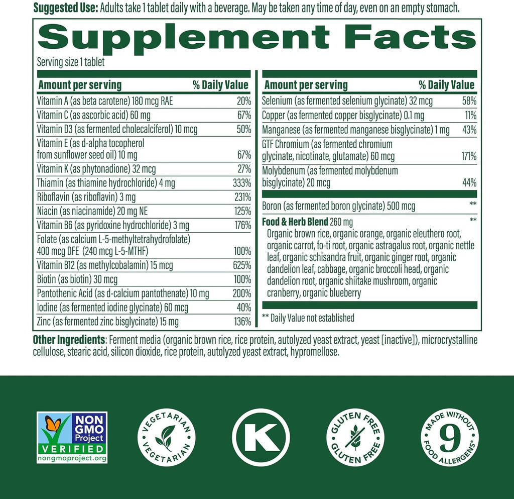 MegaFood One Daily Mens Multivitamins - Multivitamin for Men - Vitamin C, Vitamin D3 & Vitamin B12 - Muscle, Energy Metabolism & Immune Support - Vegetarian, Gluten Free - 60 Tablets, 60 Servings