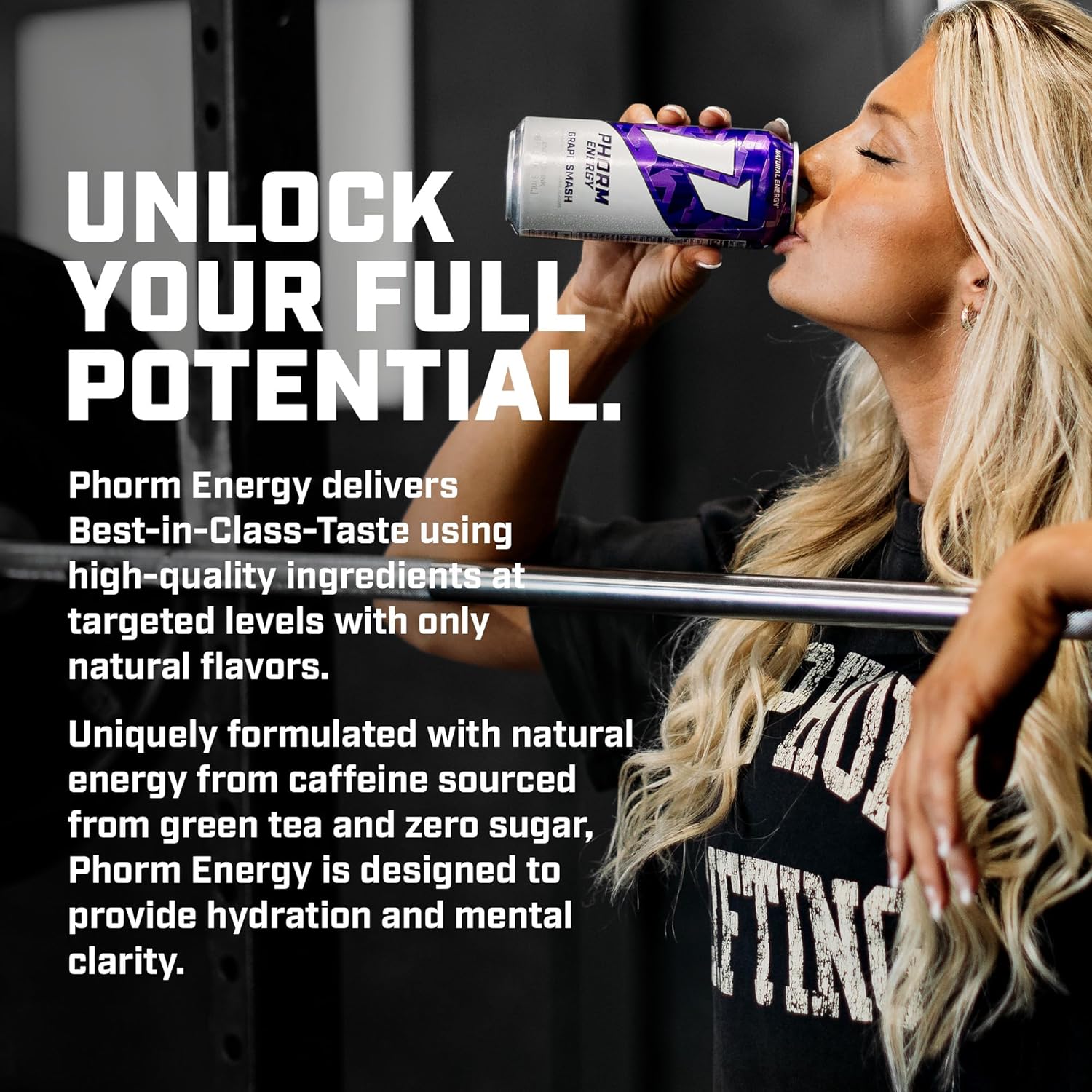 Phorm Energy Drink, Grape Smash Flavor, 200 MG Natural Caffeine From Green Tea, Sugar Free Carbonated Drink With Electrolytes & Vitamin B12, Dairy & Gluten Free, Vegan, 16 FL Oz Cans, 12 Pack