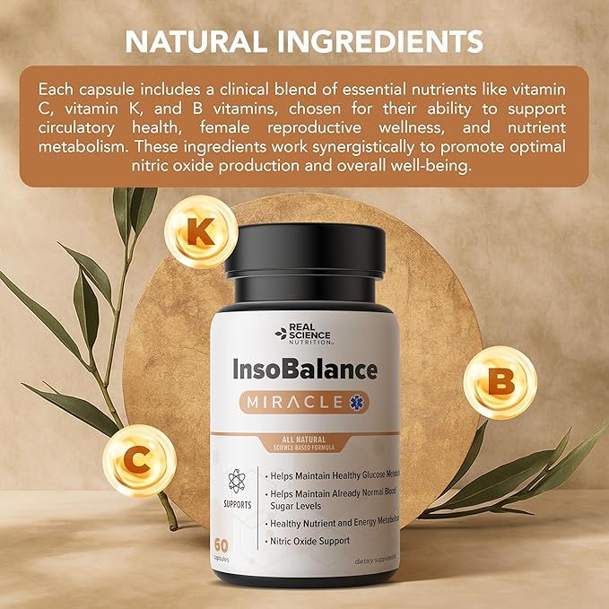 Real Science InsoBalance Miracle – Natural Supplement for Hormone Balance for Women – Supports Metabolic Wellness, Energy & Cycle Rhythm – VIT C, K & B + Nitric Oxide Support – Made in USA, 60 Caps
