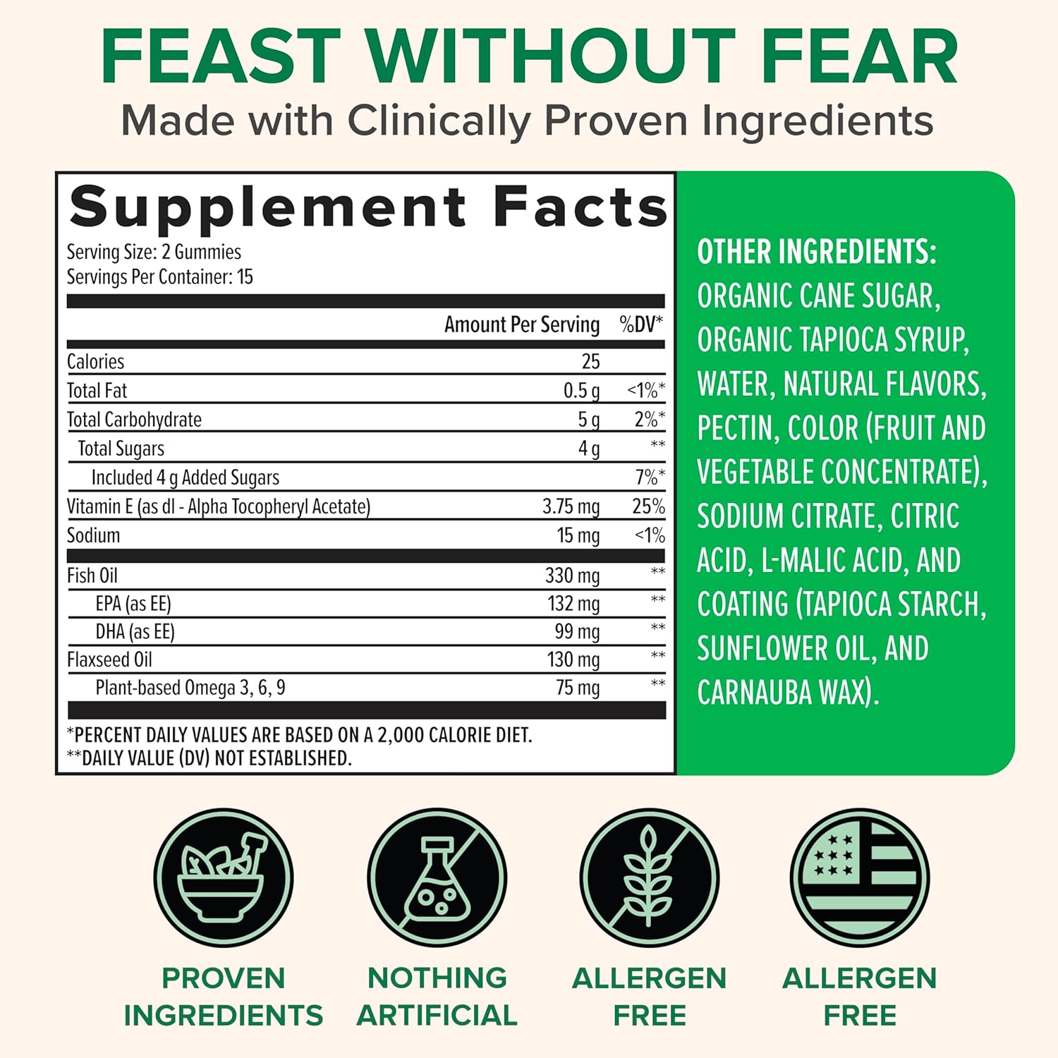 Zenwise Health Omega 3 Gummy Supplement - Burpless Omega 3 Supplement with DHA & EPA Fatty Acids for Immune Health - Sustainably Sourced Fish Oil, Flaxseed Oil & Vitamin E - 30 Gummies