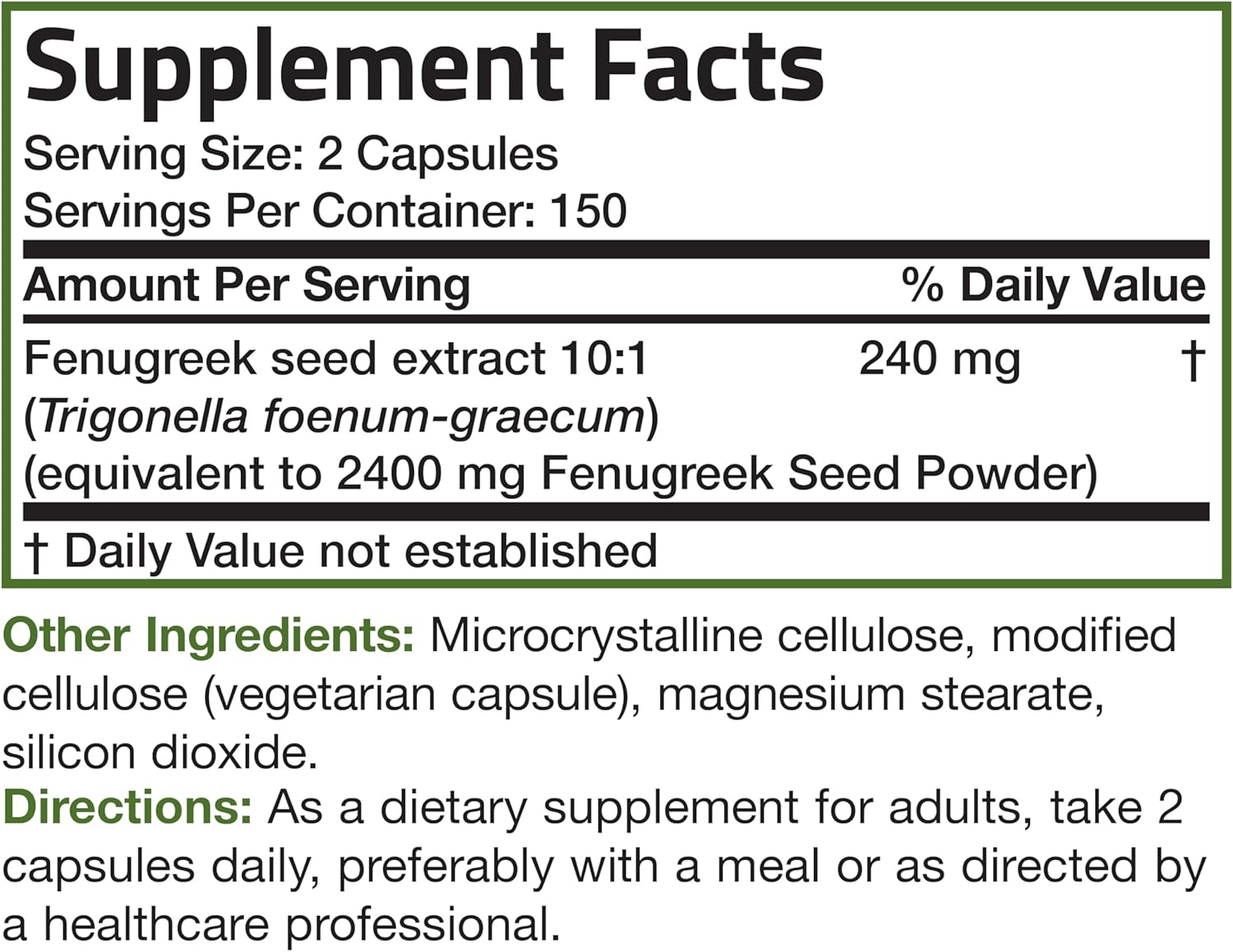 Bronson Fenugreek Seed Powder Capsules Extra Strength, Trigonella Foenum-Graecum, Non-GMO, Soy-Free, Vegetarian, 300 Capsules