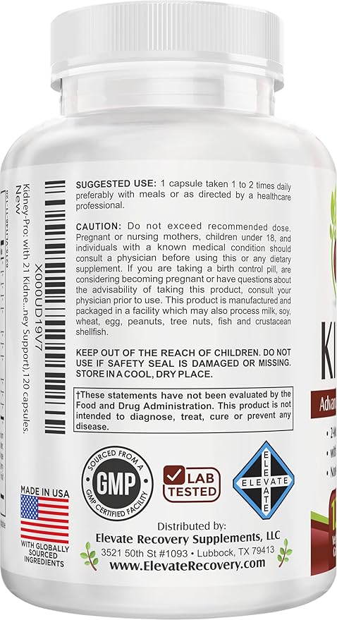 Kidney-Pro: with 21 Kidney Health Supplements in 1 Formula | All-in-1 Kidney Support Supplement | 2-Month Bulk Supply | 120 Capsules
