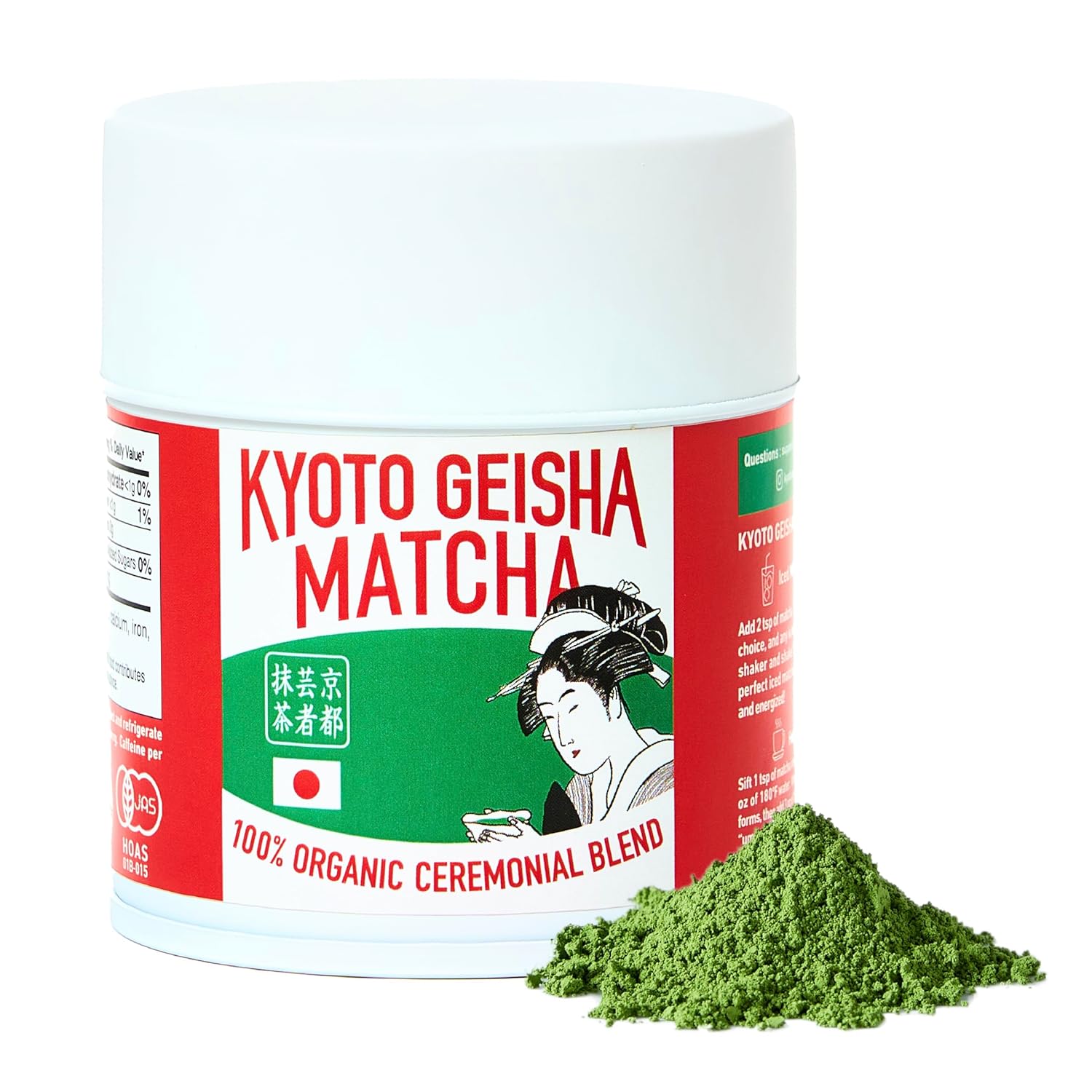 Kyoto Geisha Matcha Organic Ceremonial Grade - Authentic Japanese Matcha Green Tea Powder Blend from Kyoto & Kagoshima (30g / 1.06oz)