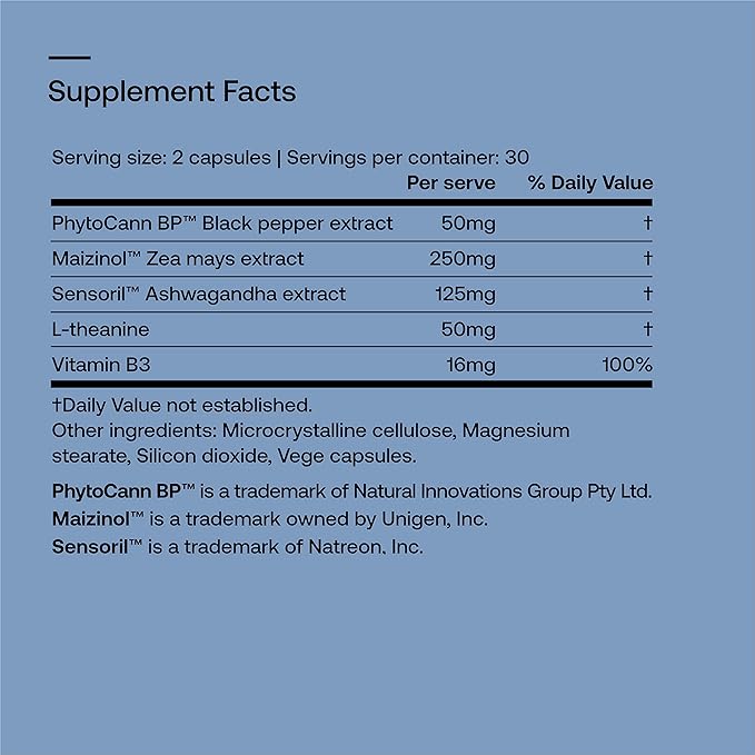 SRW Laboratories Nrv² Calm | Stress & Sleep Supplement | Stress Relief Supplement | Supports Nervous System & Stress Response, Calmness, Rest & Relaxation | 60 Capsules
