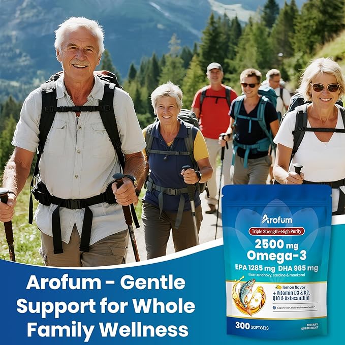 Omega 3 Fish Oil with Vitamin D3 K2 – 300 Lemon Flavored Burpless Softgels | Fish Oil Omega 3 Supplements Support Heart, Brain, Eyes & Immune Health | Gluten-Free, Non-GMO