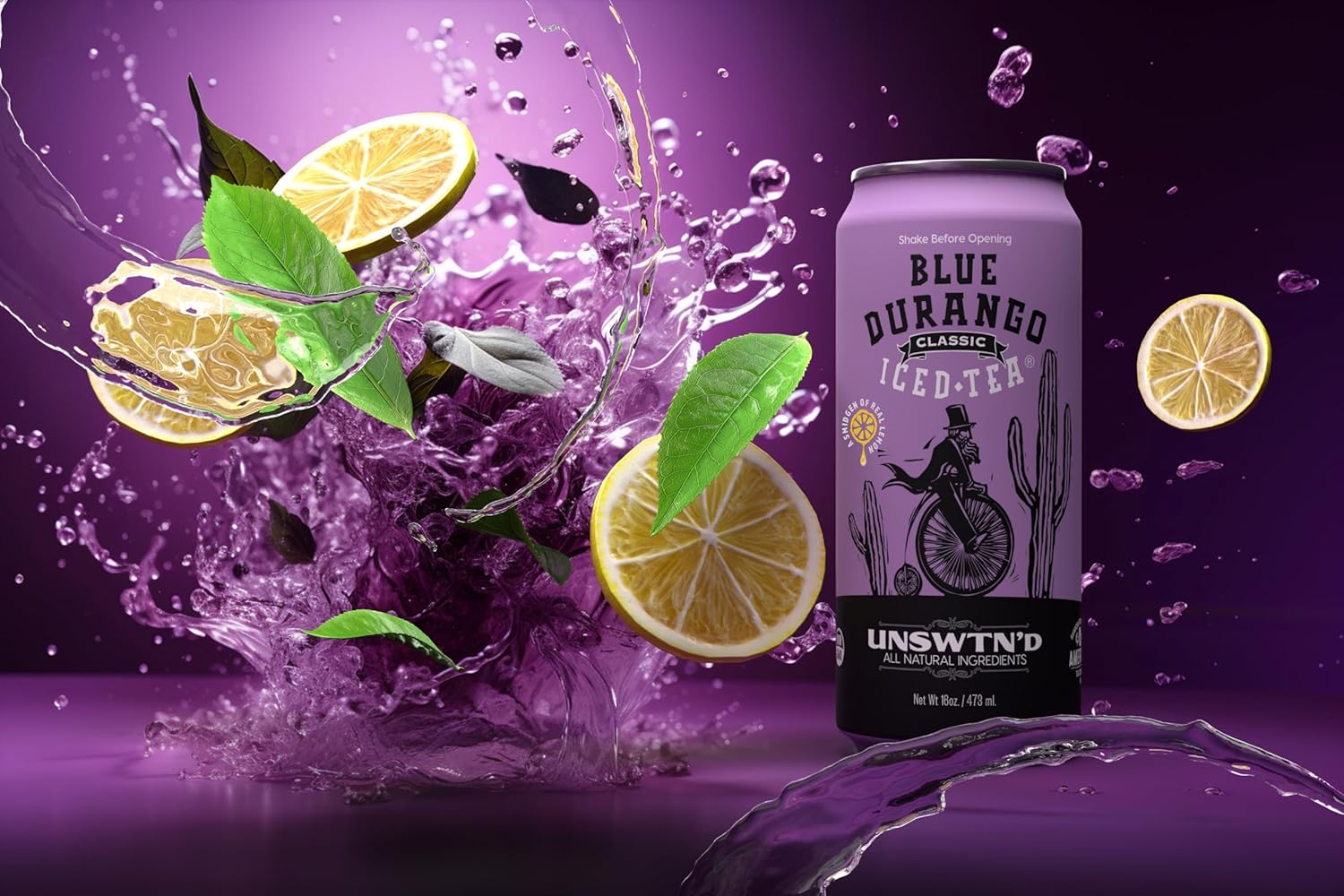 Blue Durango Iced Tea - Unsweetened Classic - Black Tea - Non-GMO, Gluten-Free - Zero Sugar Ice Tea - Natural Ingredient Ice Drinks - 16 oz Cans (12 Pack)