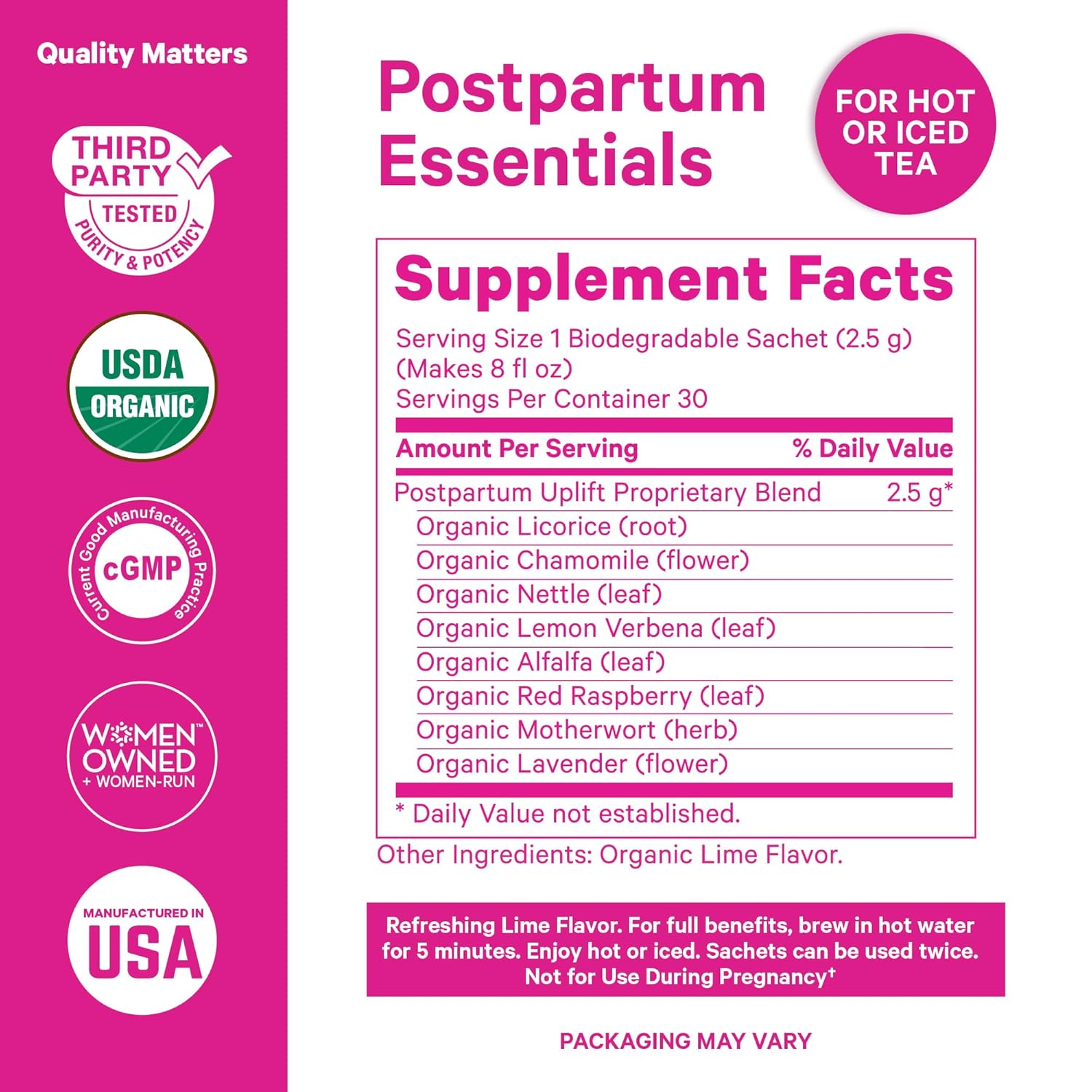 Pink Stork Postpartum Uplift Mood Support Tea: Hormone Balance for Women After Pregnancy, Chamomile Tea with Red Raspberry Leaf for Postpartum Recovery - Postpartum Essentials - Caffeine-Free, 15 Sachets