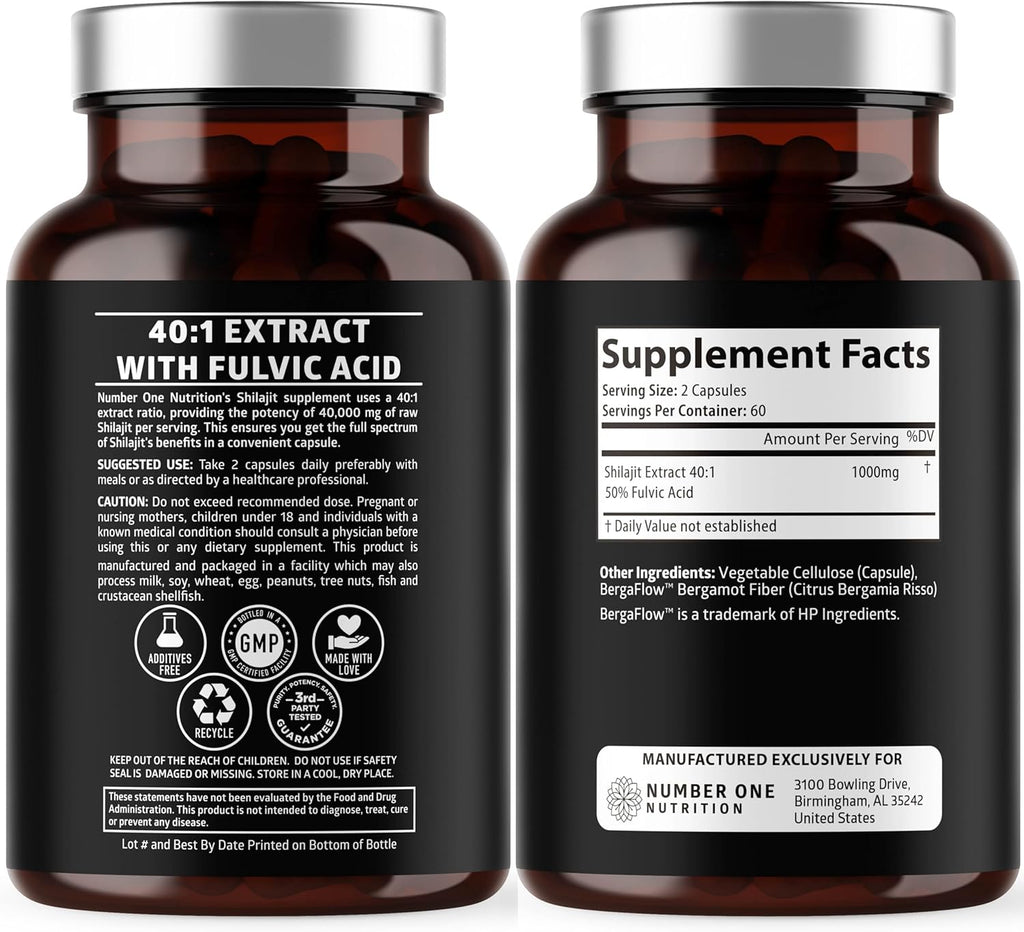 Pure Himalayan Shilajit Supplement for Men and Women, [40,000MG, Max Strength] Contains 50% Fulvic Acid with Over 85 Trace Minerals to Support Energy, Brain and Immunity, 120 Veg Caps
