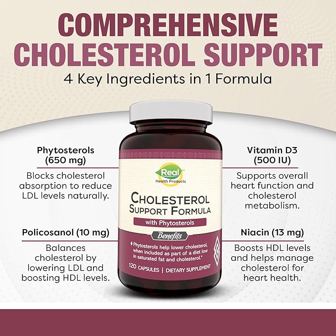 Advanced Cholesterol Health Complex with Plant Sterols. Cholesterol & Lipid Support Supplement for Healthy Heart & Cholesterol Levels for Men & Women. 120 Capsules